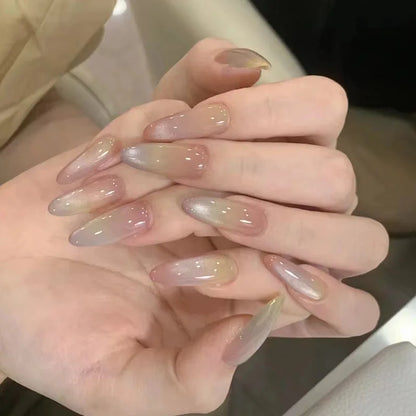 24pcs Glossy Metallic Almond Press on Nails - Multiple Colours