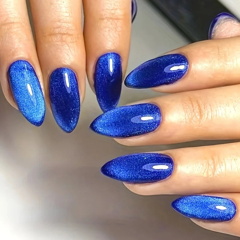 24pcs Glossy Metallic Almond Press on Nails - Multiple Colours
