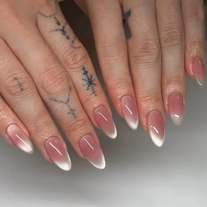 24Pcs Oval Short Acrylic Gel Press on Nails