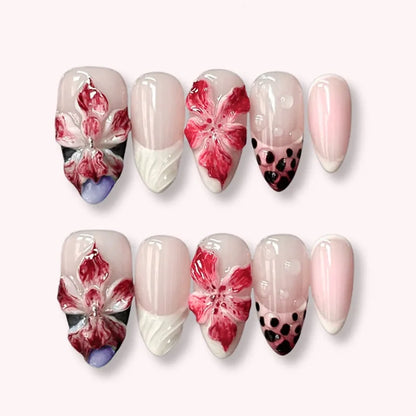 24pcs Floral & Coral Almond Press on Nails - Multiple Designs