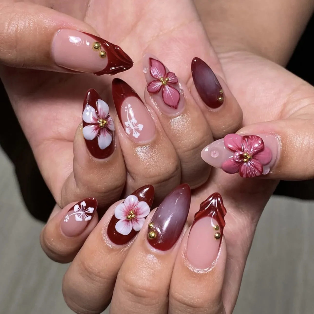 24pcs Floral & Coral Almond Press on Nails - Multiple Designs