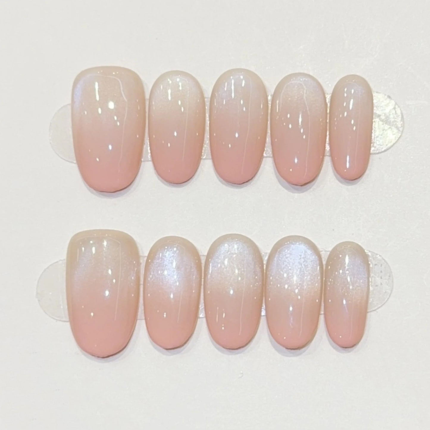 10pcs Mid-length Almond Metallic Gloss Press on Nails - Multiple Colours/Size