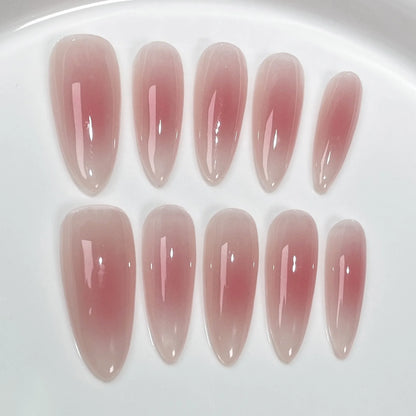 10pcs Mid-length Almond Metallic Gloss Press on Nails - Multiple Colours/Size