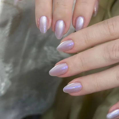 24pcs Glossy Metallic Almond Press on Nails - Multiple Colours