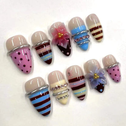 24pcs Floral & Coral Almond Press on Nails - Multiple Designs