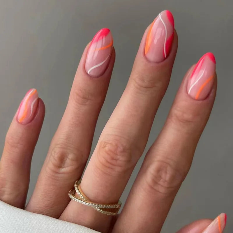 24Pcs Mid-Length Almond Press on Nails - Multiple Colours