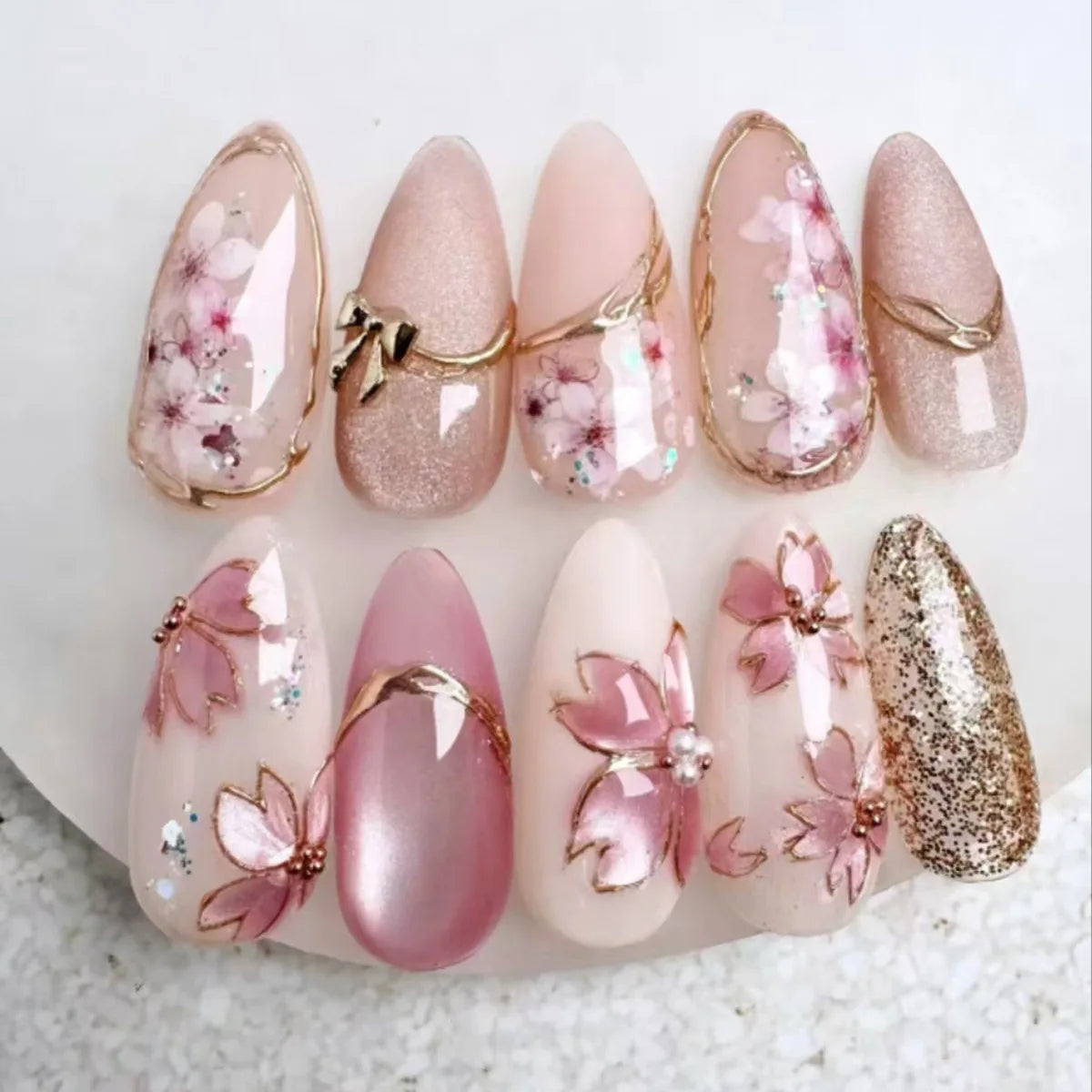 24Pcs 3D Ripple Design Press on Nails - Multiple Designs