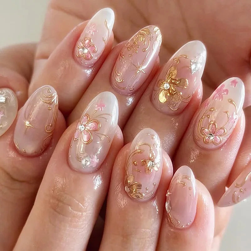 24pcs Almond Press on Nails - Multiple Colours