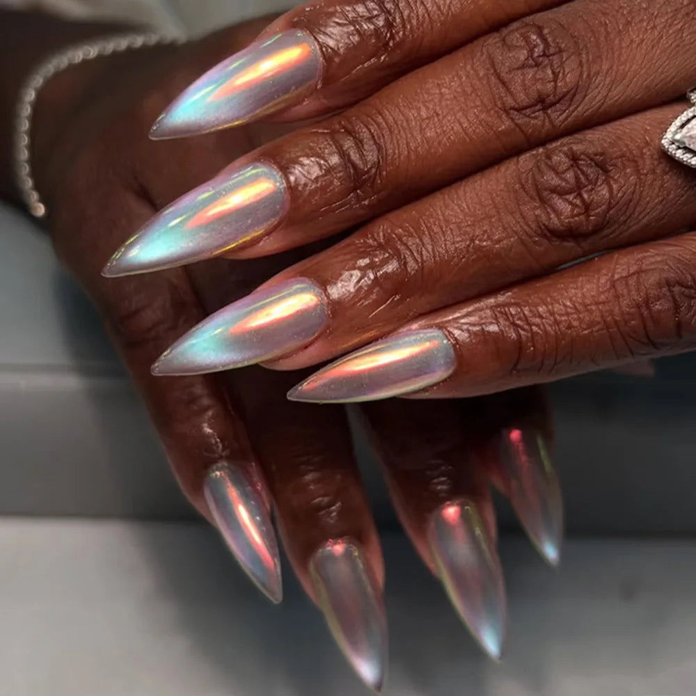 24pcs Glossy Metallic Almond Press on Nails - Multiple Colours