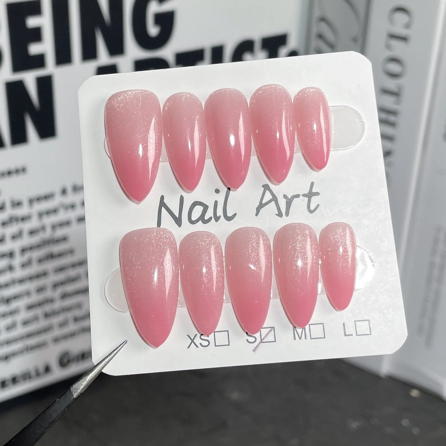10pcs Mid-length Almond Metallic Gloss Press on Nails - Multiple Colours/Size
