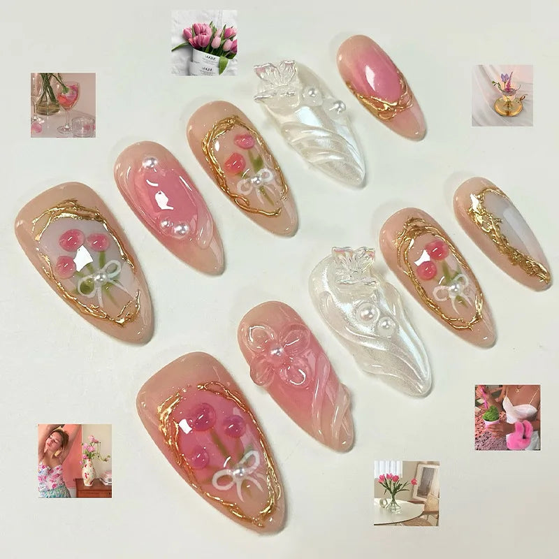 24pcs Almond Press on Nails - Multiple Colours
