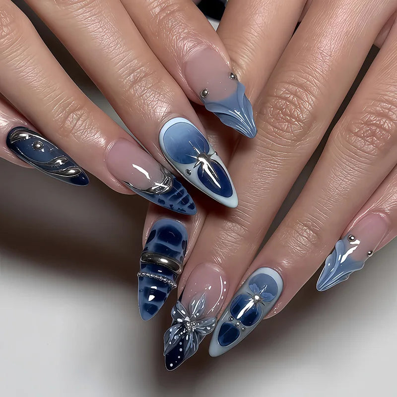 24pcs Floral & Coral Almond Press on Nails - Multiple Designs