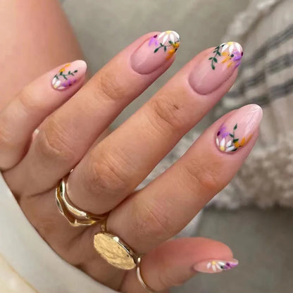 24Pcs Mid-Length Almond Press on Nails - Multiple Colours