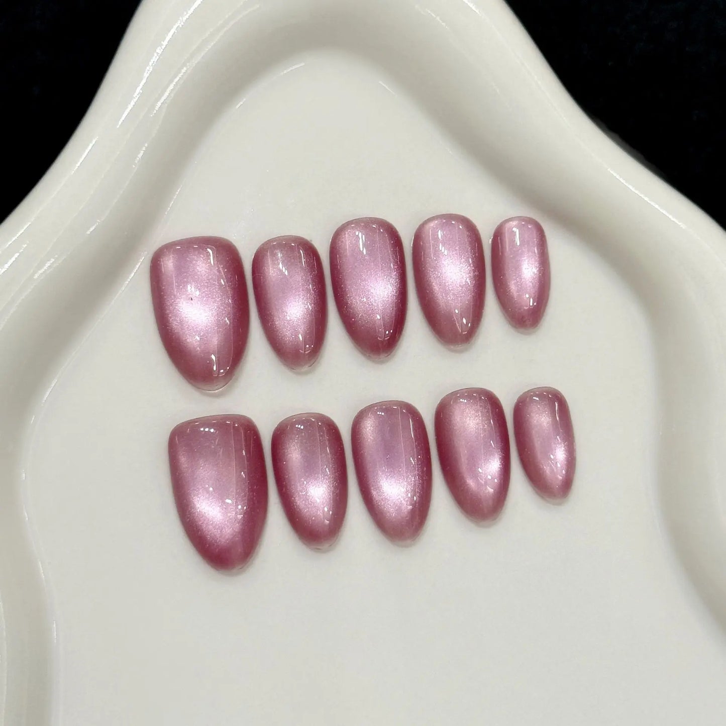 10Pcs Solid Acrylic Almond Glossy Press on Nails - Multiple Colours