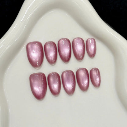10Pcs Solid Acrylic Almond Glossy Press on Nails - Multiple Colours