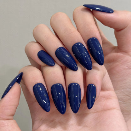 10pcs Mid-length Almond Metallic Gloss Press on Nails - Multiple Colours/Size