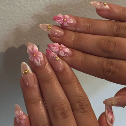 24pcs Floral & Coral Almond Press on Nails - Multiple Designs