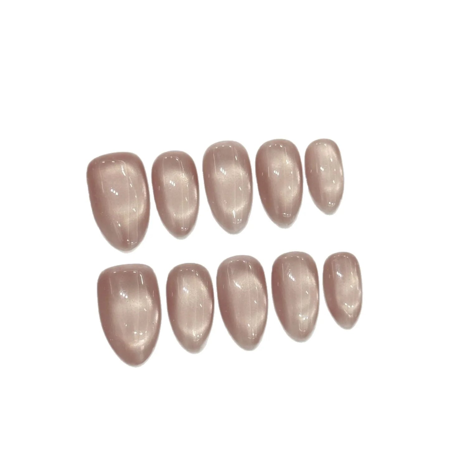 10Pcs Solid Acrylic Almond Glossy Press on Nails - Multiple Colours