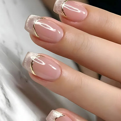 24Pcs Oval Short Acrylic Gel Press on Nails
