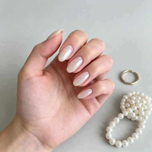 24pcs Natural Milky Glossy White Press On Nails