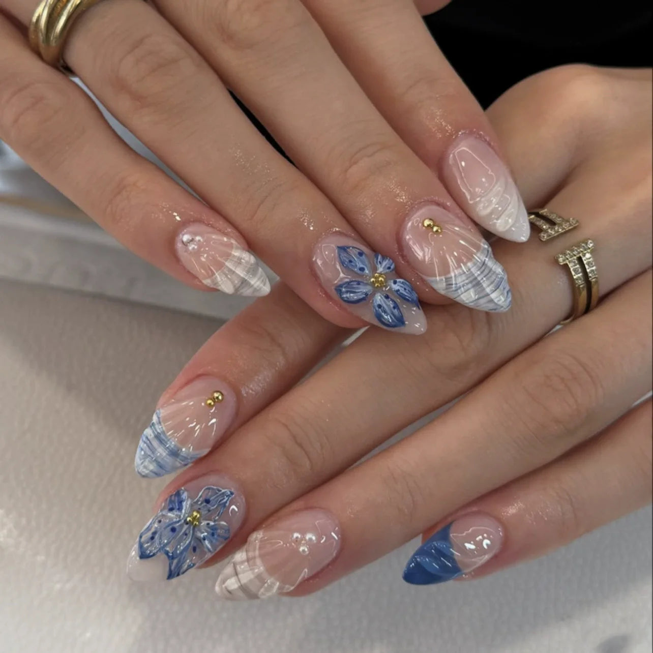 24pcs Floral & Coral Almond Press on Nails - Multiple Designs