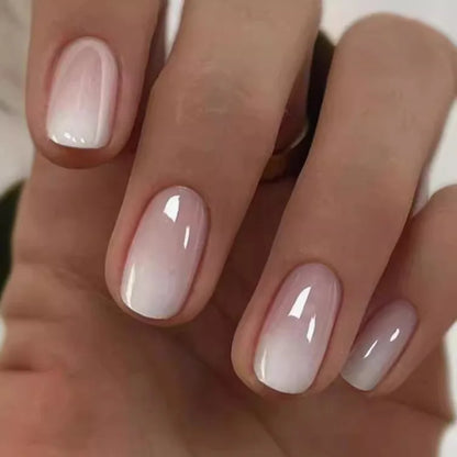24Pcs Oval Short Acrylic Gel Press on Nails
