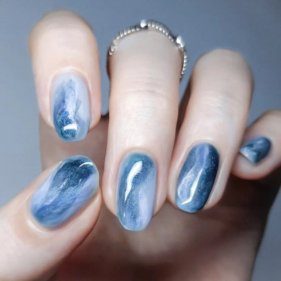 24Pcs Oval Short Acrylic Gel Press on Nails