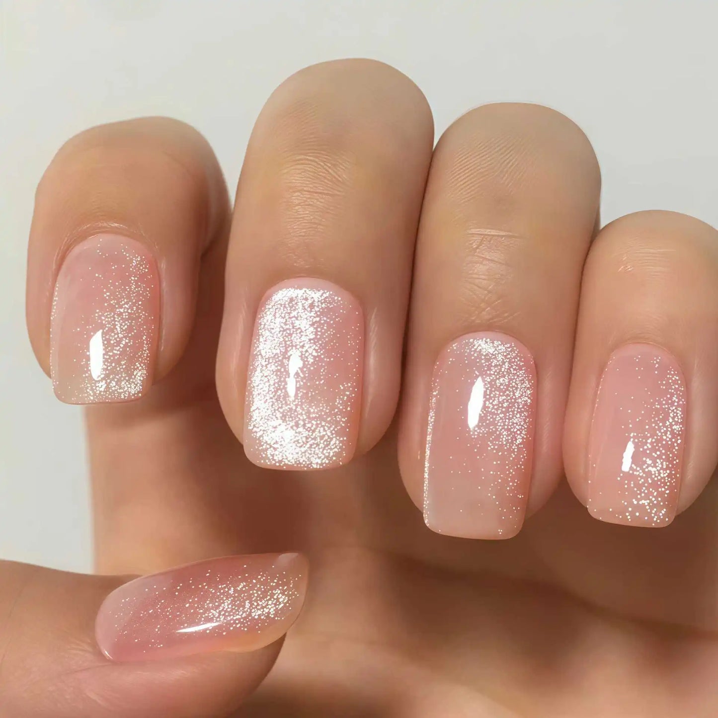 24Pcs Pink Almond Metallic Gloss Press on Nails - Multiple Colours