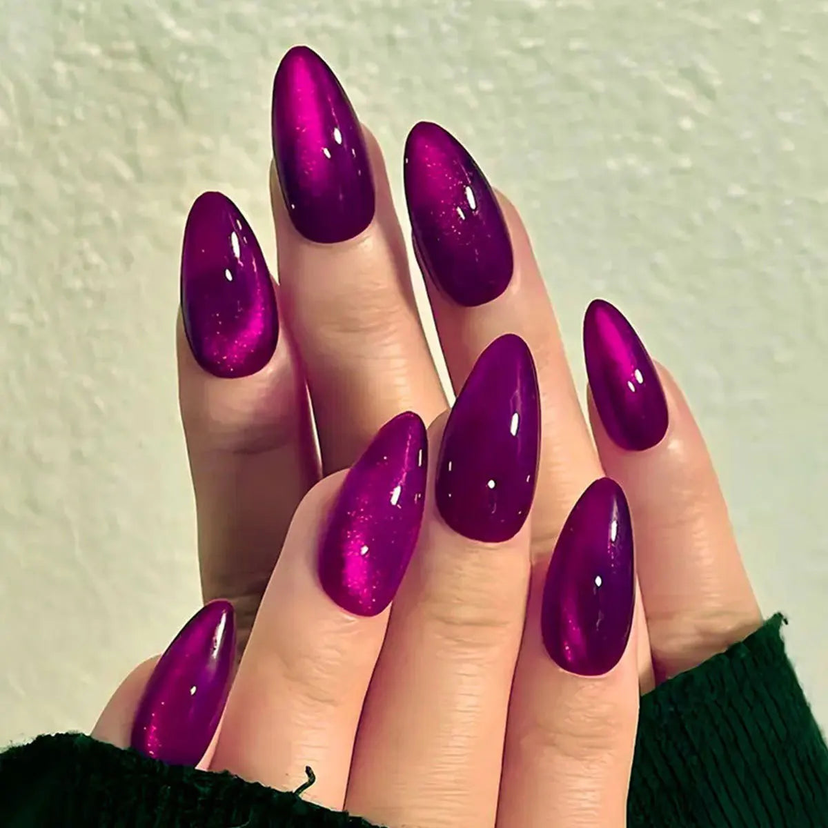 24pcs Glossy Metallic Almond Press on Nails - Multiple Colours