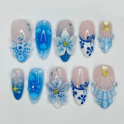 24pcs Floral & Coral Almond Press on Nails - Multiple Designs