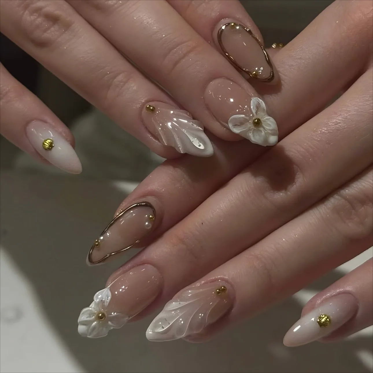 24pcs Floral & Coral Almond Press on Nails - Multiple Designs