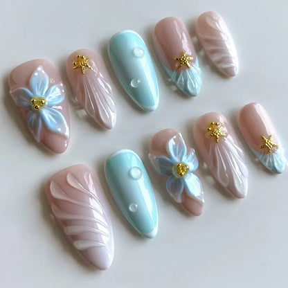 24pcs Floral & Coral Almond Press on Nails - Multiple Designs