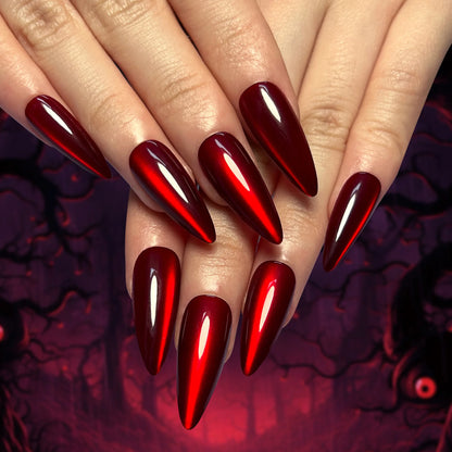24pcs Glossy Metallic Almond Press on Nails - Multiple Colours