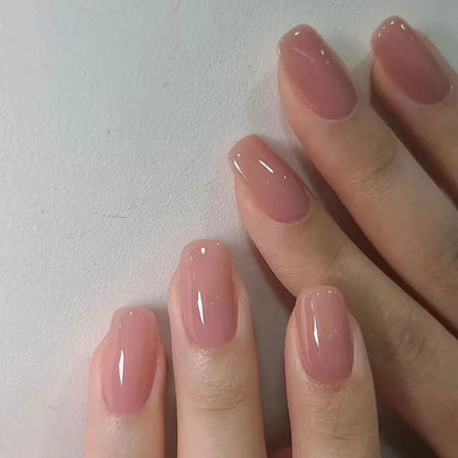 24Pcs Oval Short Acrylic Gel Press on Nails