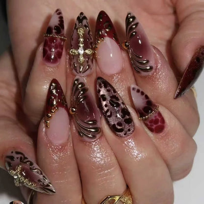 24pcs Floral & Coral Almond Press on Nails - Multiple Designs