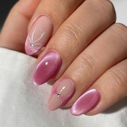 24pcs Glossy Metallic Almond Press on Nails - Multiple Colours