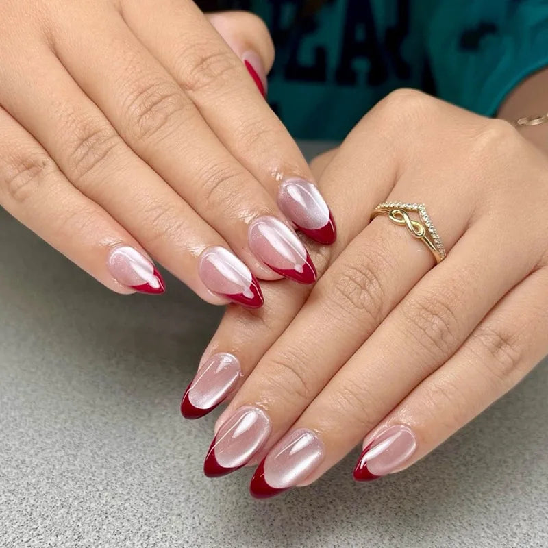 24pcs Glossy Metallic Almond Press on Nails - Multiple Colours