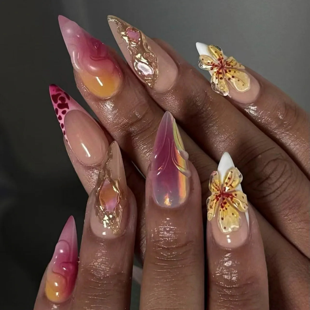 24Pcs 3D Ripple Design Press on Nails - Multiple Designs