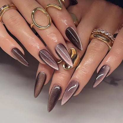 24pcs Glossy Metallic Almond Press on Nails - Multiple Colours