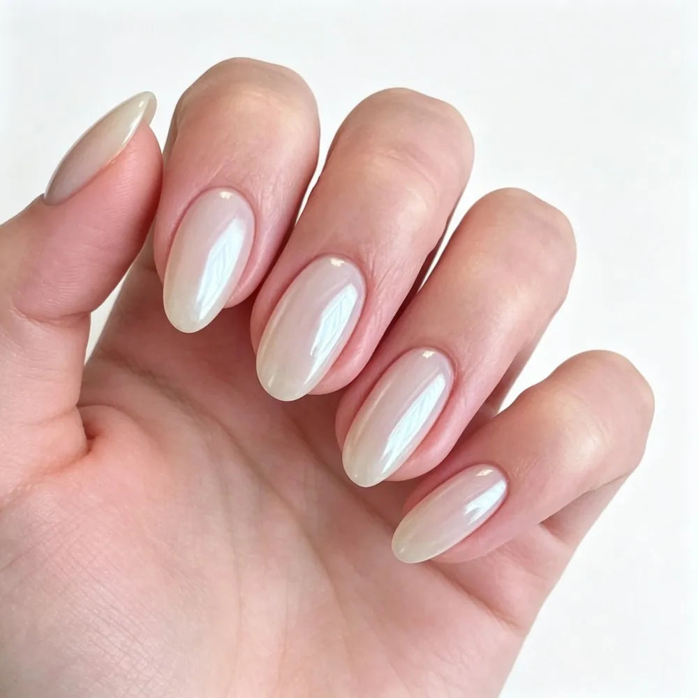 24pcs Natural Milky Glossy White Press On Nails