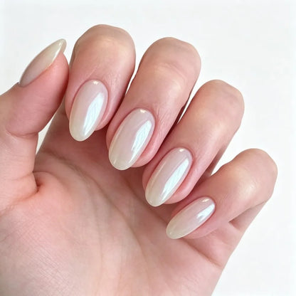 24pcs Natural Milky Glossy White Press On Nails