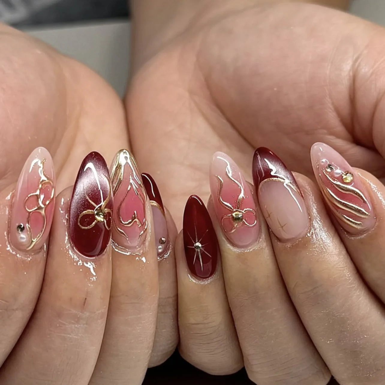 24pcs Floral & Coral Almond Press on Nails - Multiple Designs