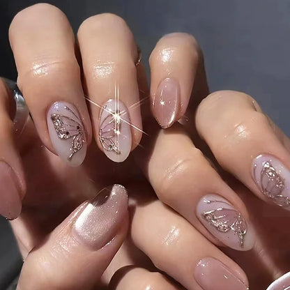 24Pcs Mid-Length Almond Press on Nails - Multiple Colours
